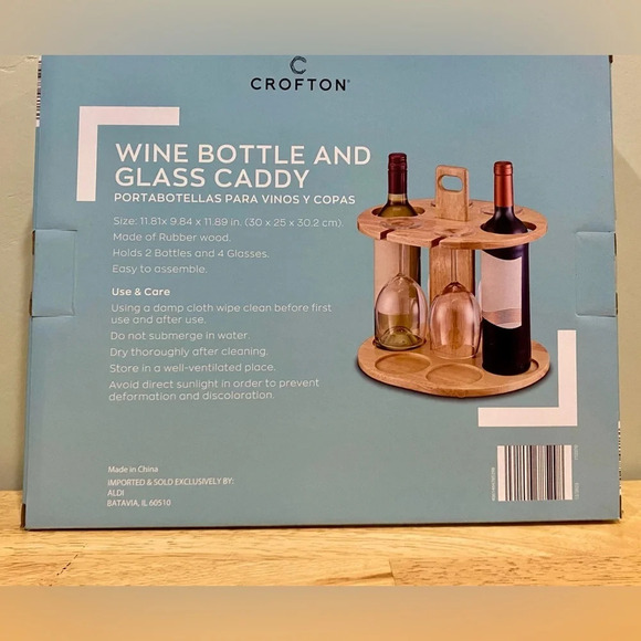 Crofton Wood Wine Bottle and Wine Glass Caddy. Brand new. - Picture 2 of 3